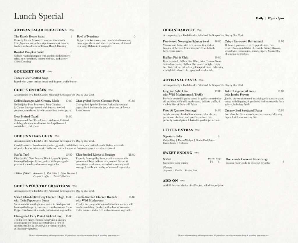 The Ranch - Lunch menu 2025